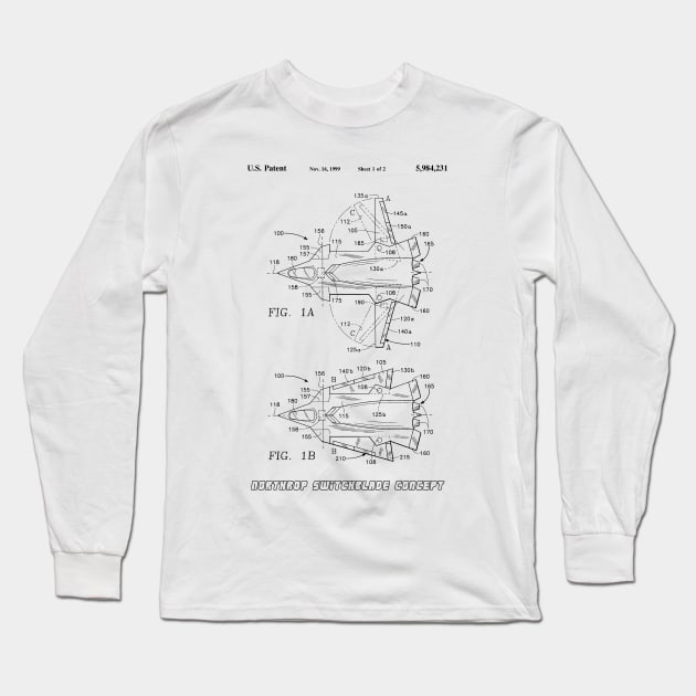 Northrop Switchblade Jet Concept (black) Long Sleeve T-Shirt by Big Term Designs